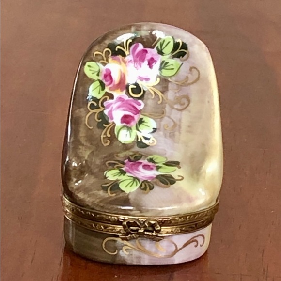 Limoges Accents Limoges Floral Vanity Chair Trinket Pill Box Poshmark